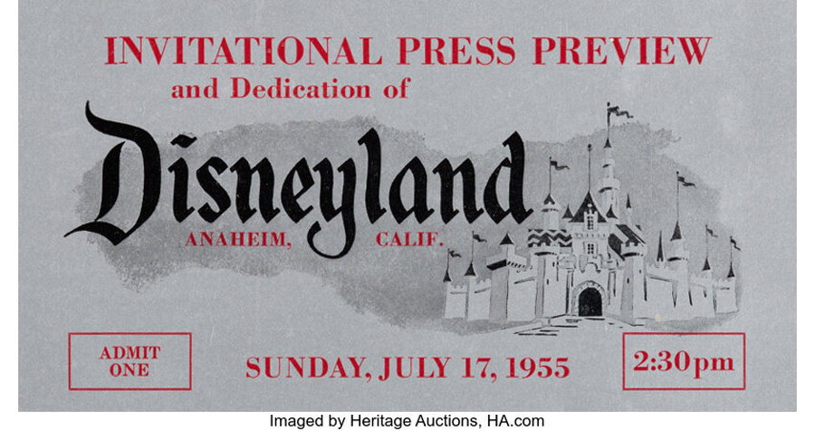 Disneyland Press Preview Pass and The Disneyland News Vol. 1 No. 1 (Walt Disney, 1955)