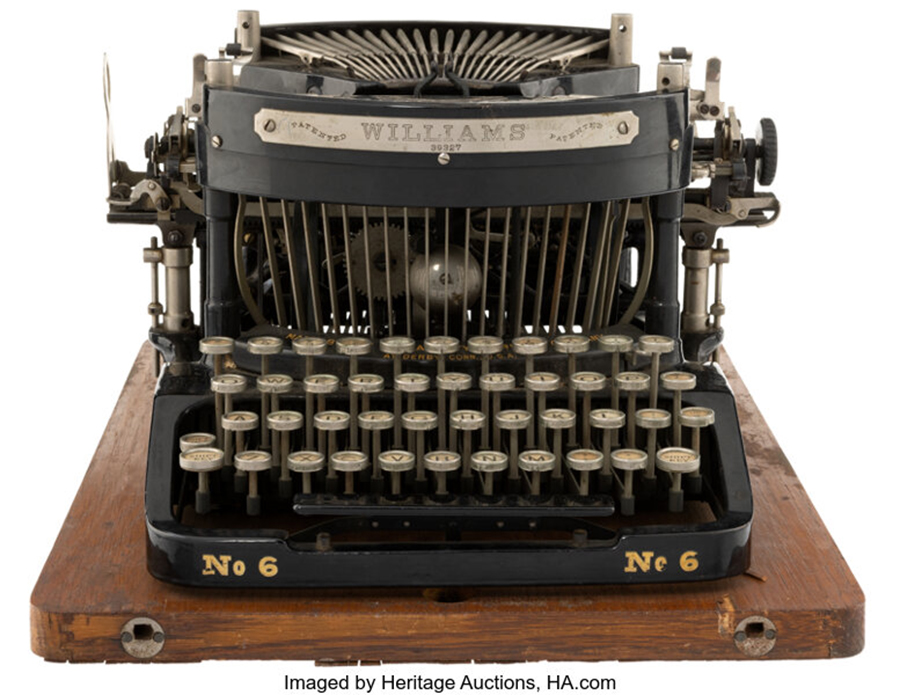 [Mark Twain]. Samuel L. Clemens's Personally Owned Williams No. 6 Typewriter
