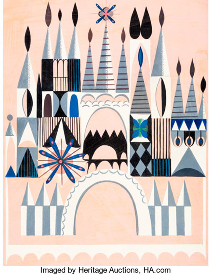 Mary Blair It's a Small World Castle Facade Concept Painting (Walt Disney, 1964).