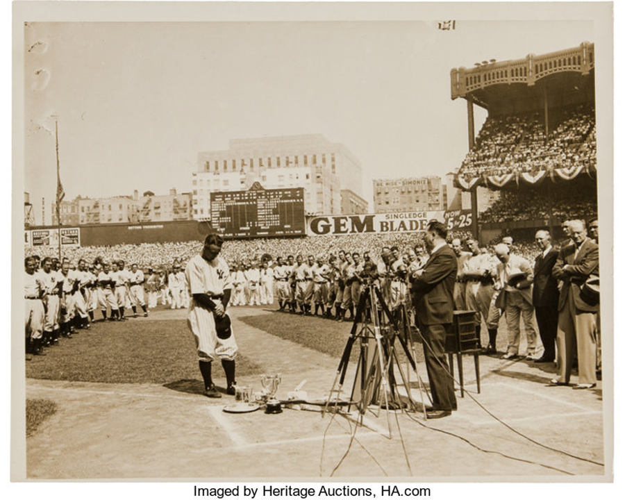 1939 Lou Gehrig Farewell Speech Original News Photograph, PSA DNA Type 1