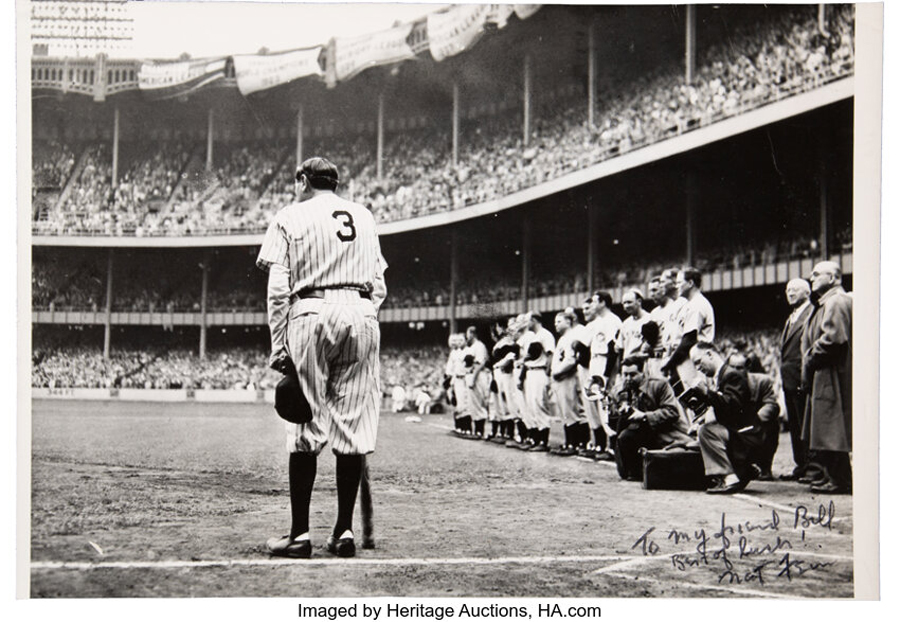 1948 The Babe Bows Out Pulitzer Prize-Winning Original Oversized Photograph, Signed by Nat Fein, PSA DNA Type 1