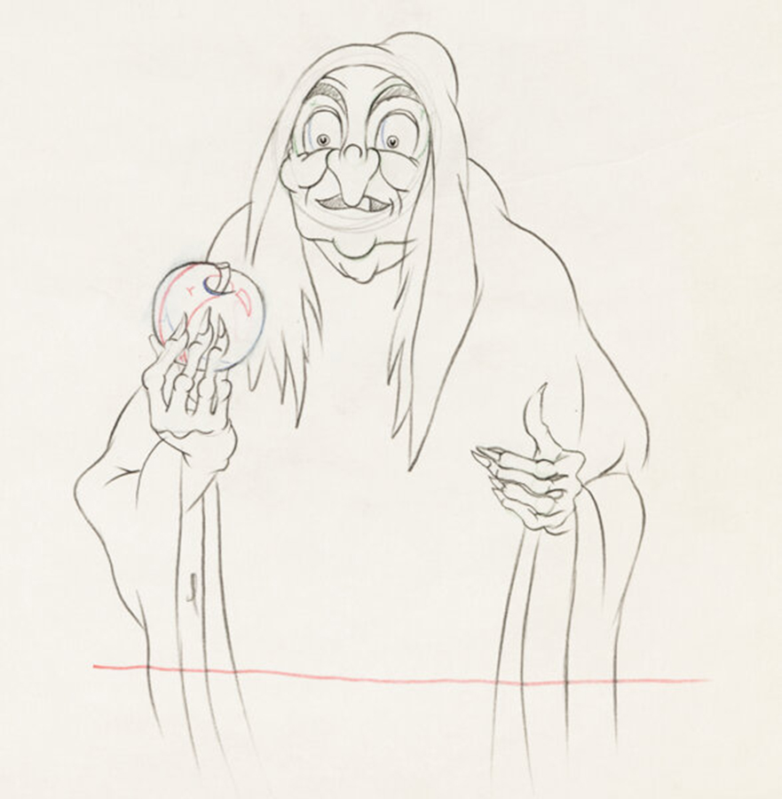 Snow White and the Seven Dwarfs Old Hag Animation Drawing (Walt Disney, 1937)