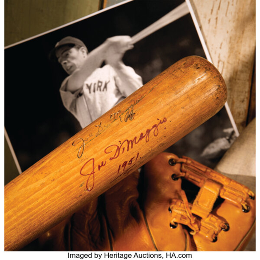 1951 Joe DiMaggio Final Game Used & Signed Bat with Extraordinary Provenance, PSA DNA GU 10.