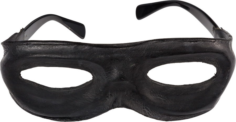 Clayton Moore "The Lone Ranger" Black Rigid Leather Identity-Concealing Facemask.
