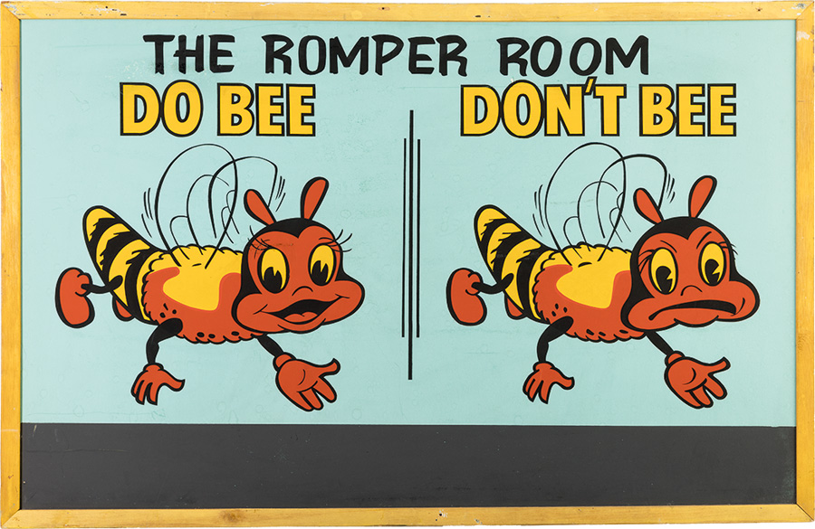 Original Logo Blackboard Sign from Romper Room (Claster TV, 1953-1994).
