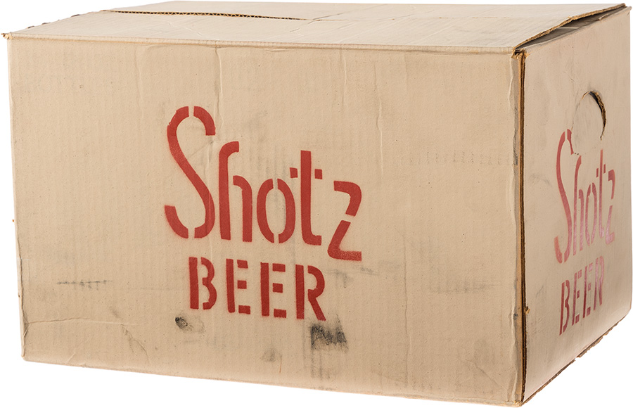 "Shotz Beer" Stenciled Logo Cardboard Beer Case from Laverne & Shirley (ABC TV, 1976-1983). 