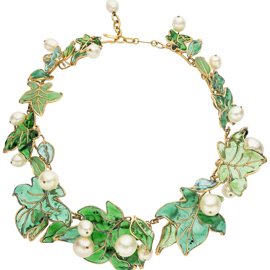 Green Leaves and Pearl Necklace