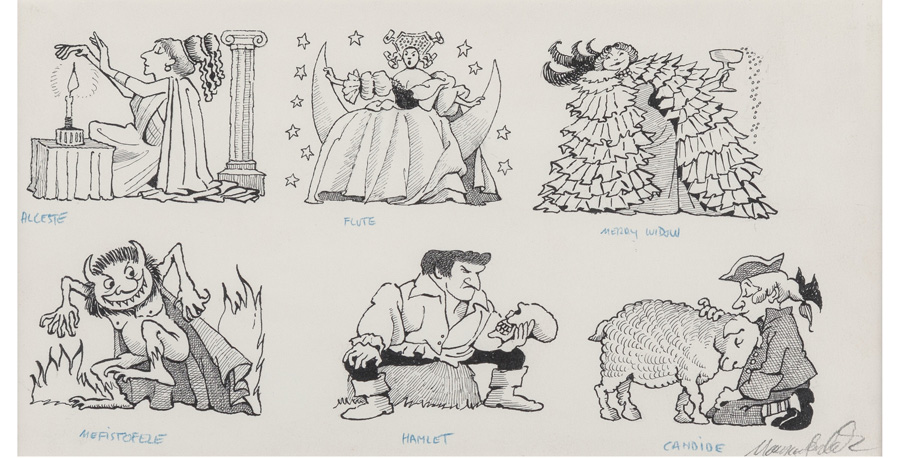 Maurice Sendak (American, 1928-2012) Everyone Deserves a Night at the Opera: Six Operas, New York City Opera programme interior illustration, 1982