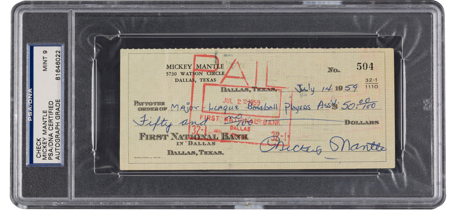 Mickey Mantle Check
