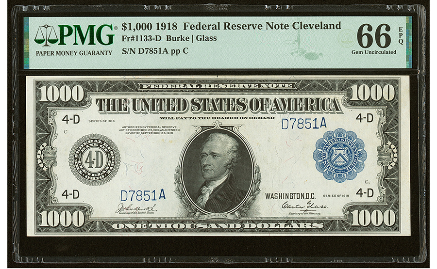 $1,000 1918 Federal Reserve Note 1