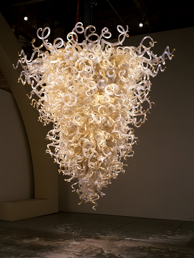Chihuly Clear and Gold Chandelier