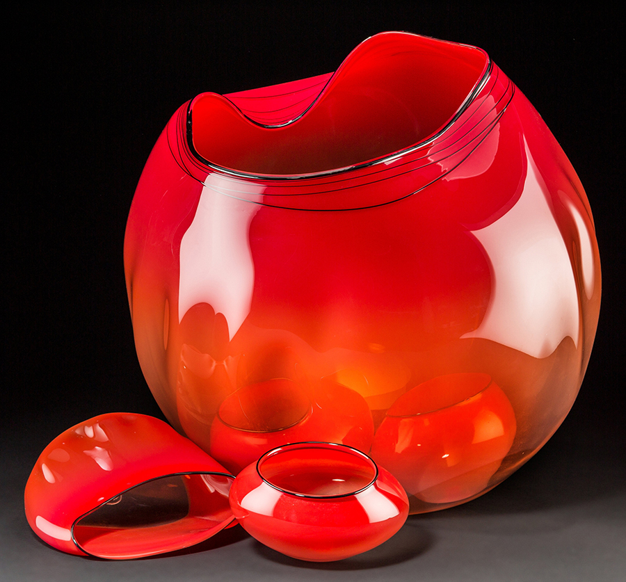 Chihuly Red Basket Group