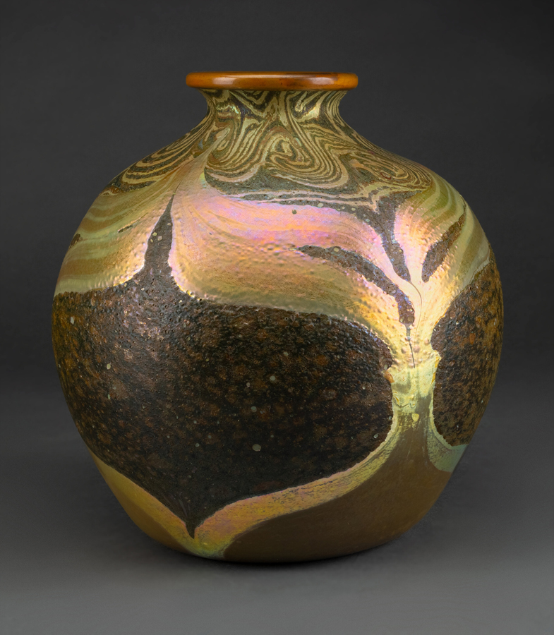 Early & Important Tiffany Studios Decorated Cypriote Favrile Glass Vase, circa 1899