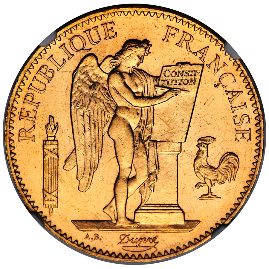 Republic gold 100 Francs 1894-A MS64 Prooflike NGC 