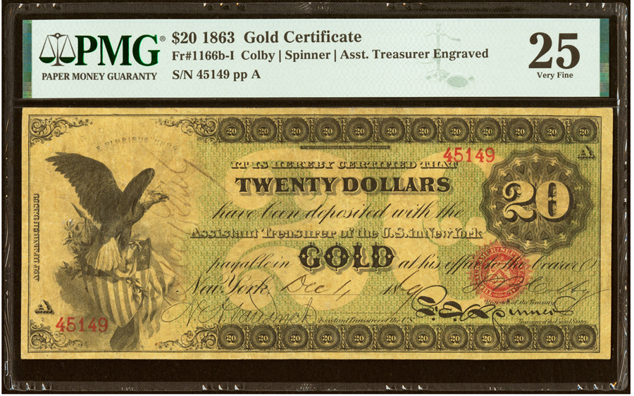 1863 $20 Gold Certificate 1