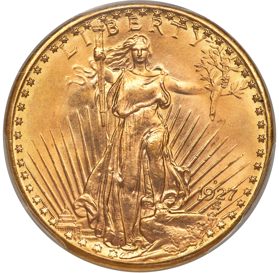 Saint Gaudens 1927-D $20 MS66 Front