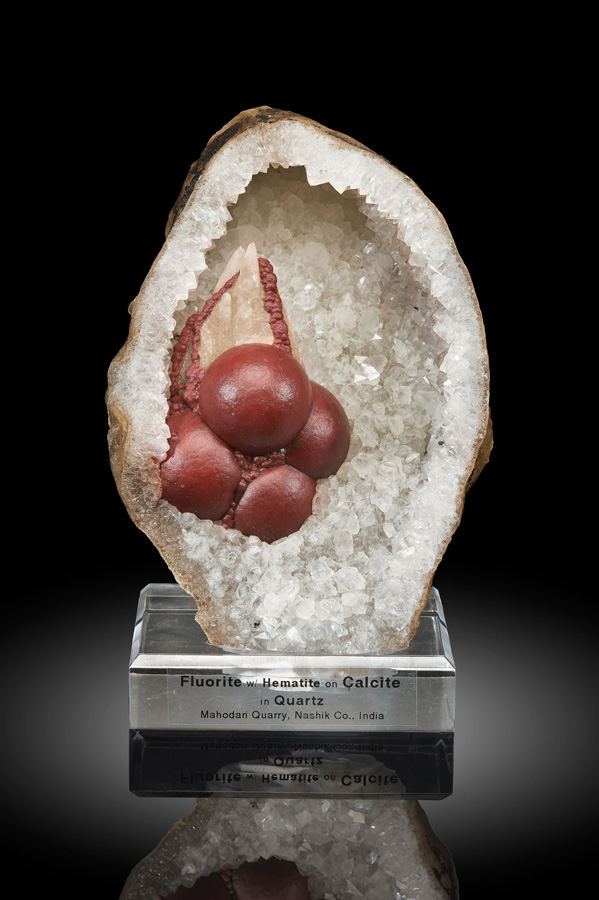 Fluorite with Hematite on Calcite