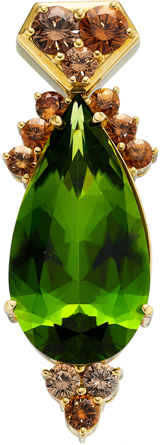 Peridot, Zircon, Gold Pendant